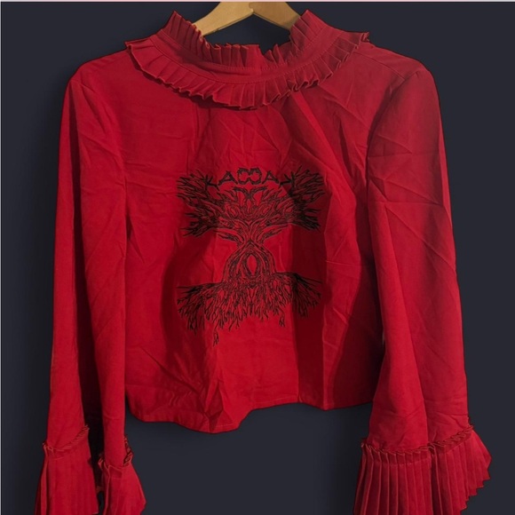 Red Ruffled Women's Top - Picture 2 of 5